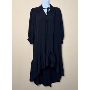 ODYLYNE Black 100% Silk Hi Low Ruffle Dress Size XS Whimsigoth fairy Victorian